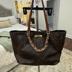 Michael Kors Dark Brown Tote with Gold Accents